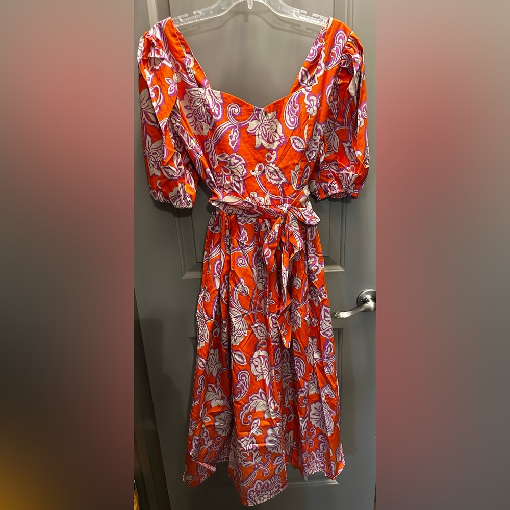 Flying Tomato Orange and Purple Midi Dress